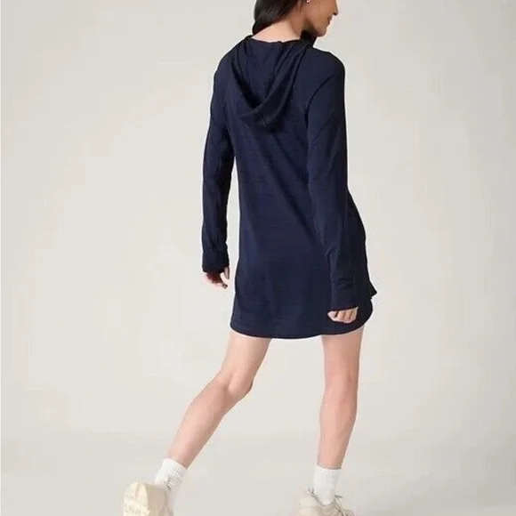 NWT Athlete Pacifica Shores Coverup Navy Small Quarter Zip Side Pockets Hood - Picture 15 of 16